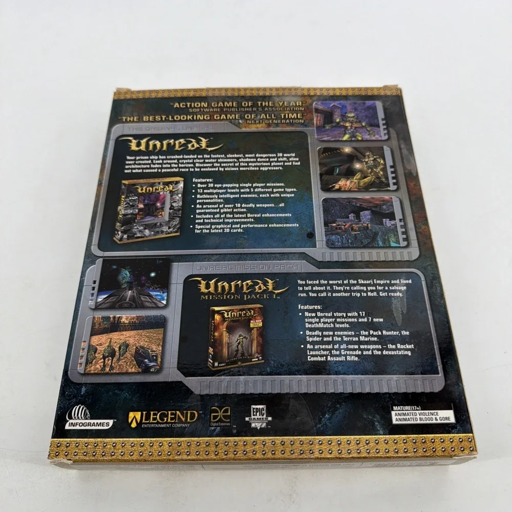 RARE Unreal Gold Big Box PC CD-ROM 1998 Epic Games